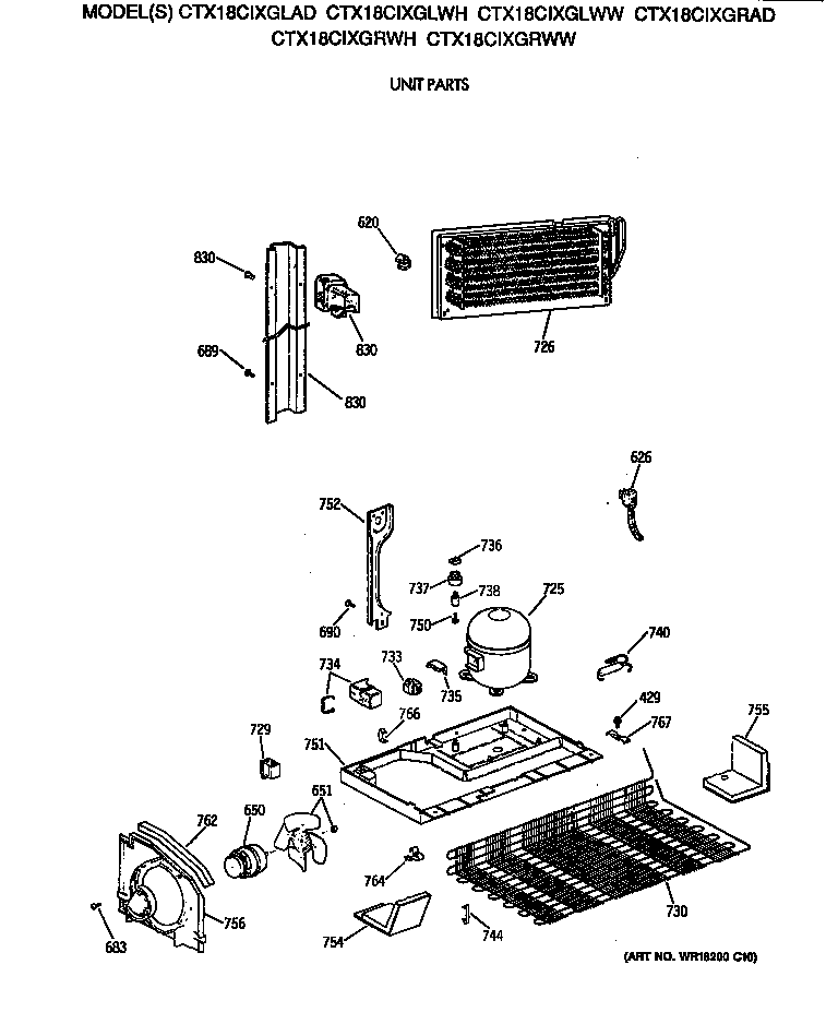 Hotpoint CTX18CIXGLWW unit parts diagram