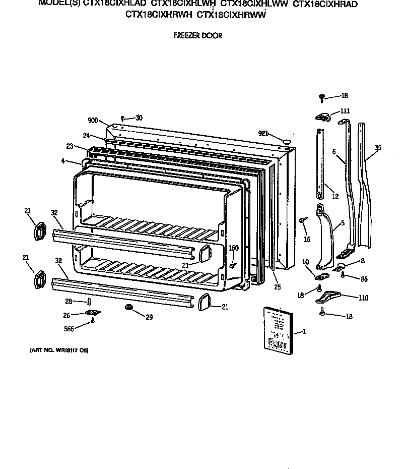 Hotpoint CTX18CIXHLAD freezer door diagram