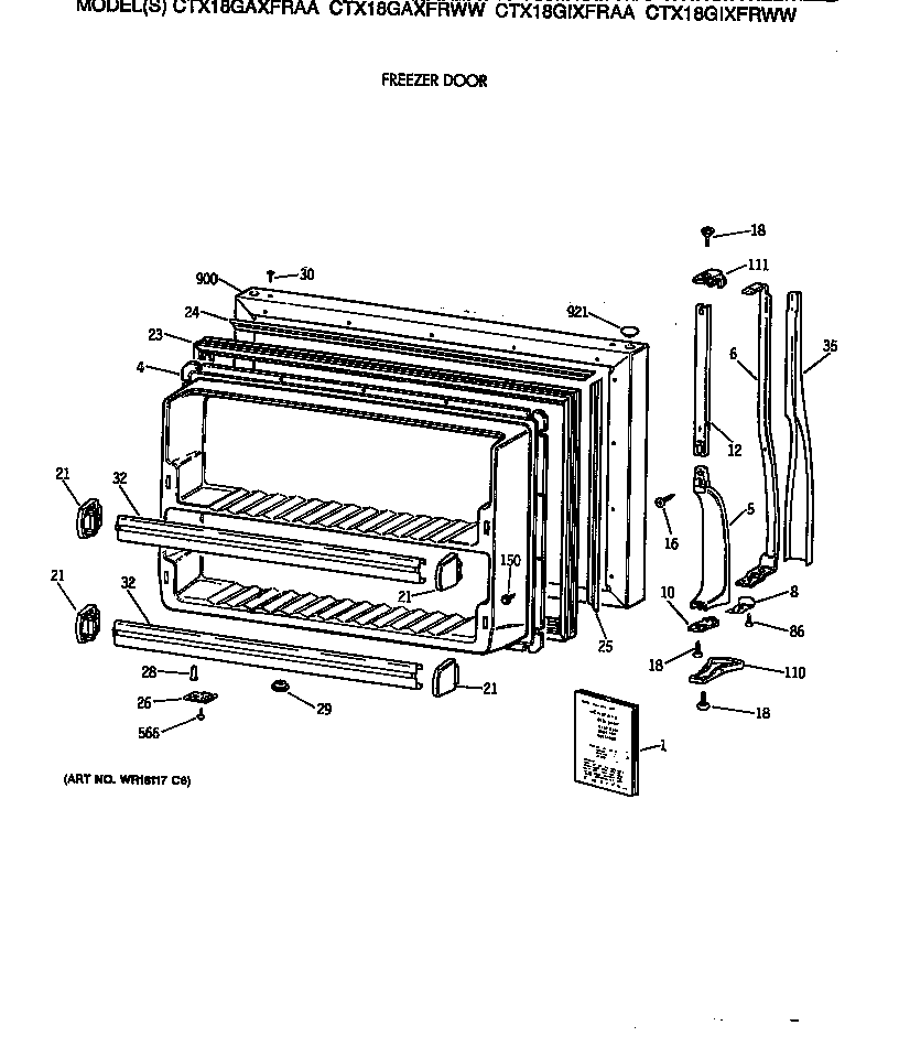 Hotpoint CTX18GAXFRAA freezer door diagram