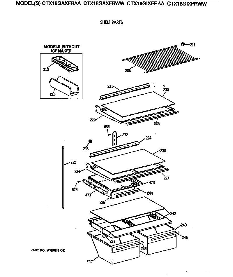 Hotpoint CTX18GAXFRAA shelf parts diagram