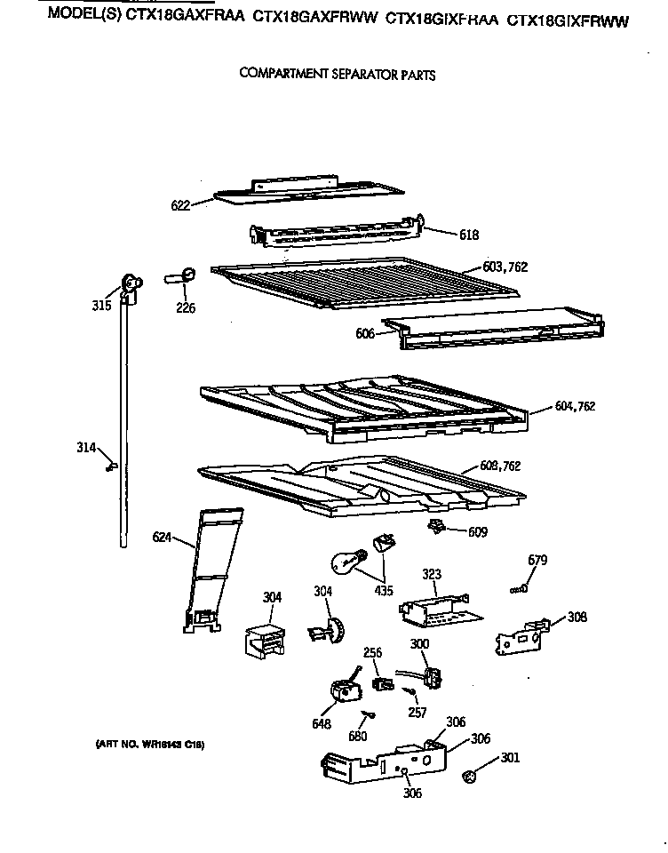 Hotpoint CTX18GAXFRAA compartment separator parts diagram
