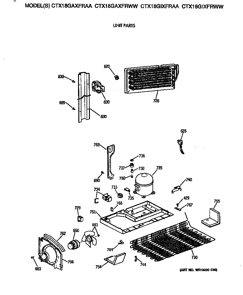 Hotpoint CTX18GAXFRAA unit parts diagram