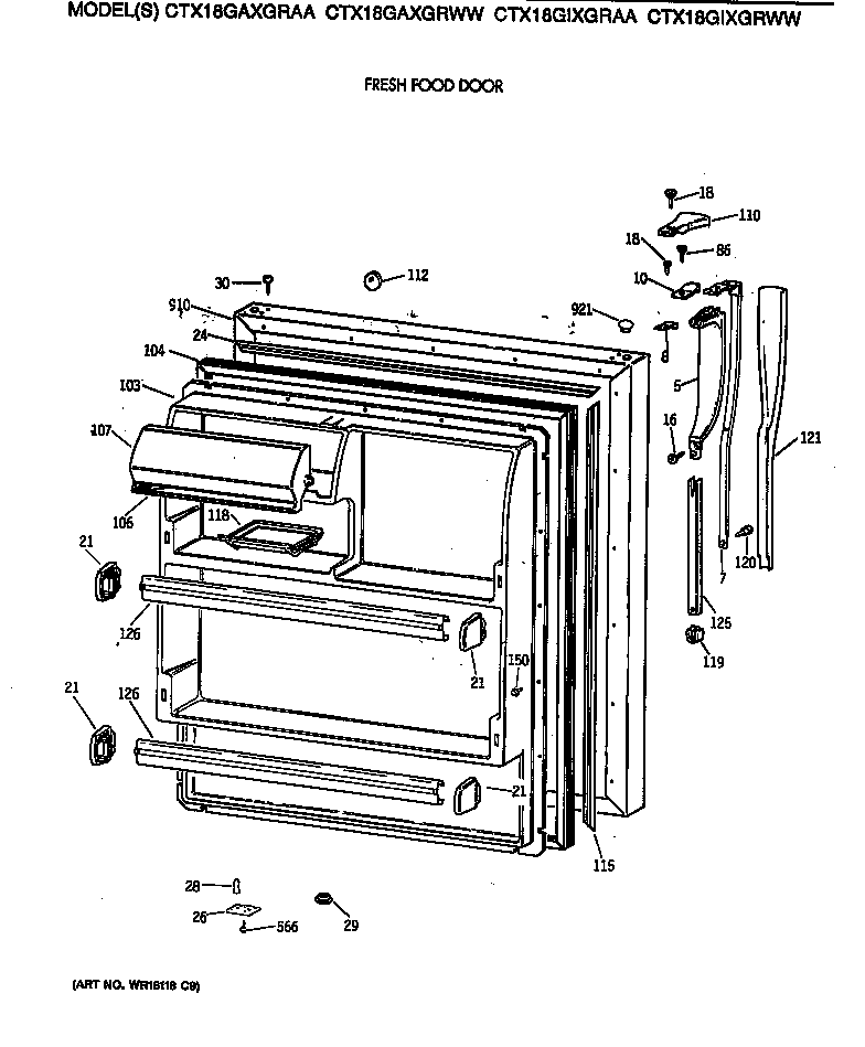 Hotpoint CTX18GIXGRWW fresh food door diagram