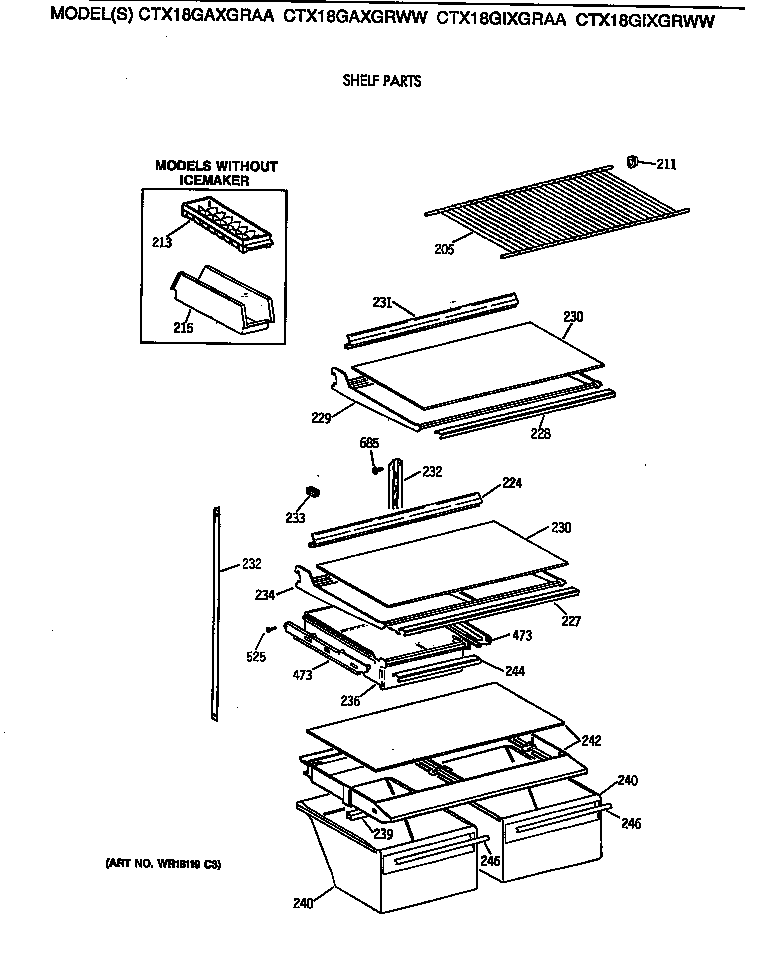 Hotpoint CTX18GIXGRWW shelf parts diagram