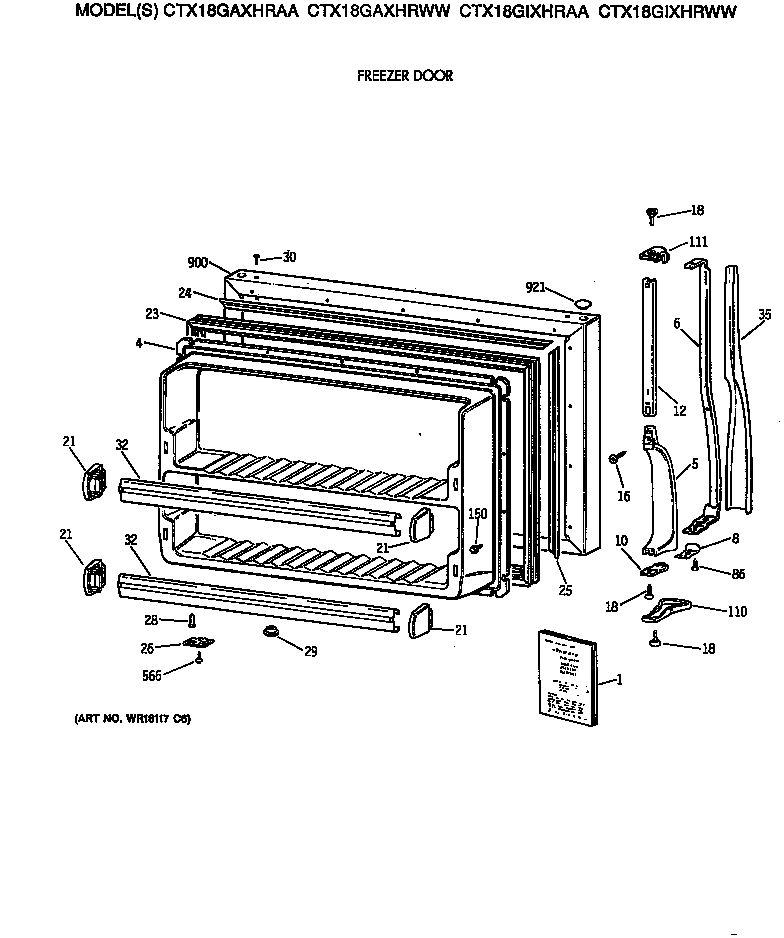Hotpoint CTX18GAXHRAA freezer door diagram