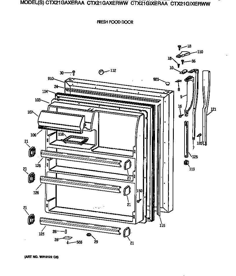 Hotpoint CTX21GIXERAA fresh food door diagram
