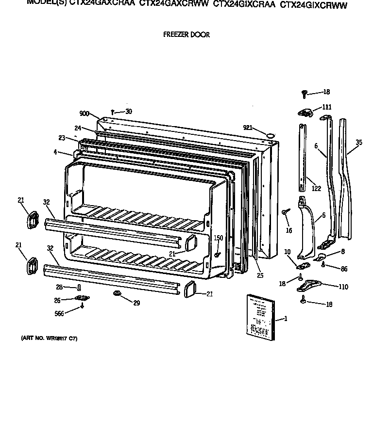 Hotpoint CTX24GAXCRWW freezer door diagram