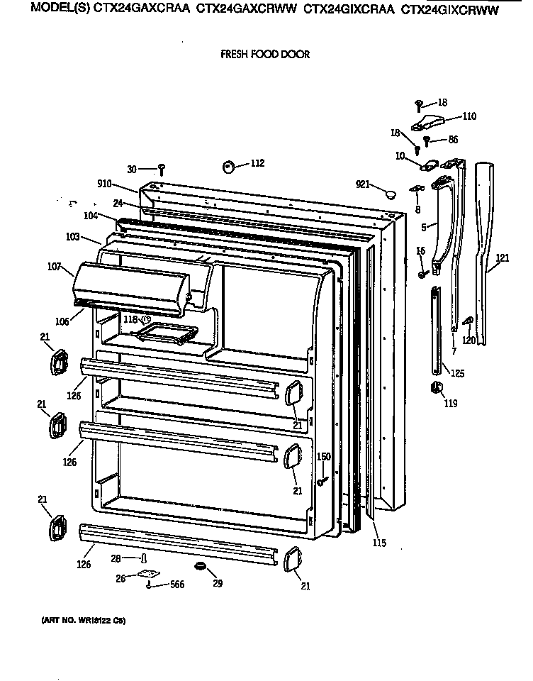 Hotpoint CTX24GAXCRWW fresh food door diagram