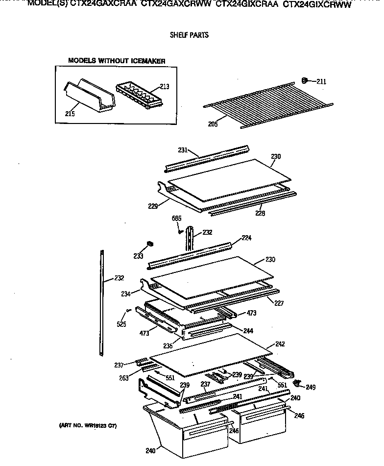 Hotpoint CTX24GAXCRWW shelf parts diagram