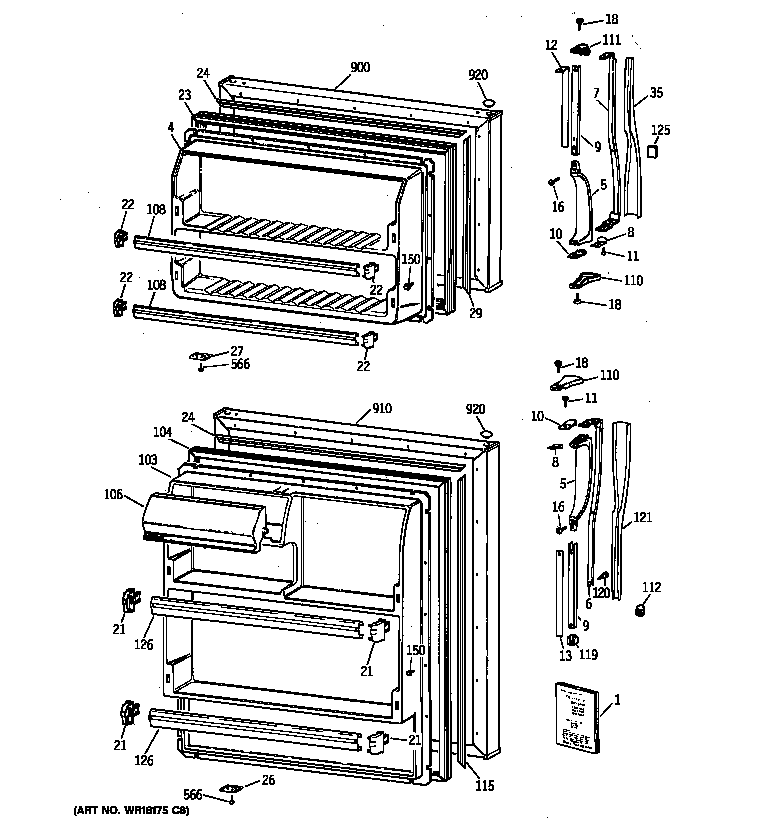 Hotpoint CTX16CAYDRWH doors diagram