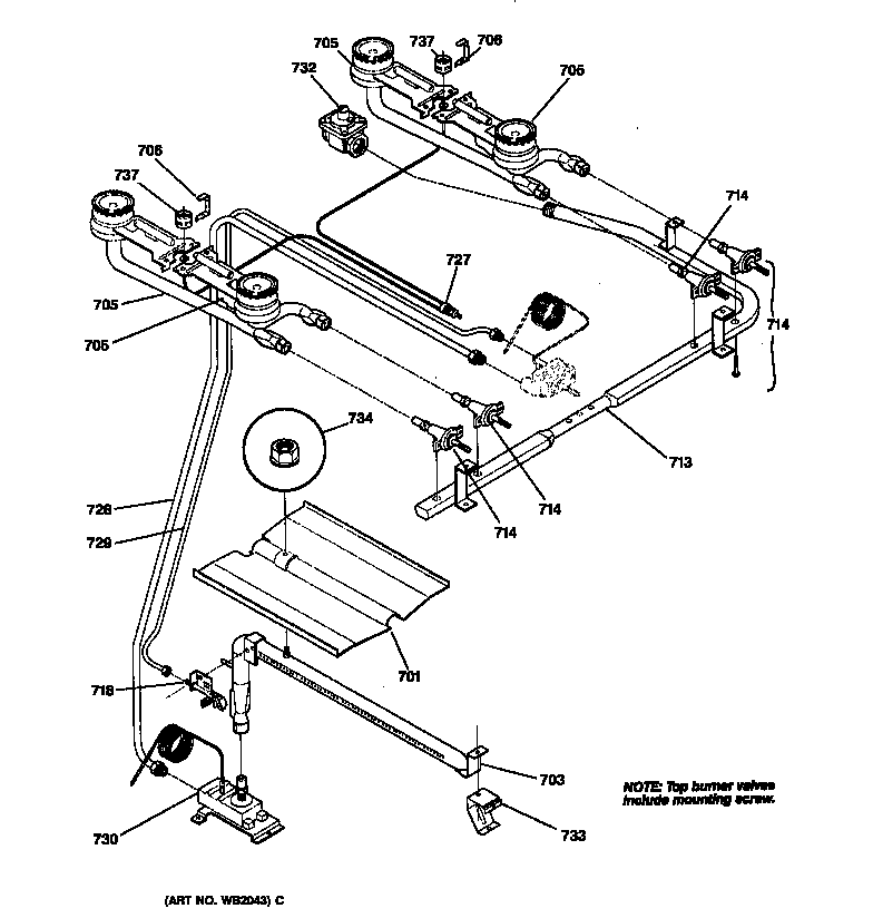 Hotpoint RGB506PYAD burner parts diagram