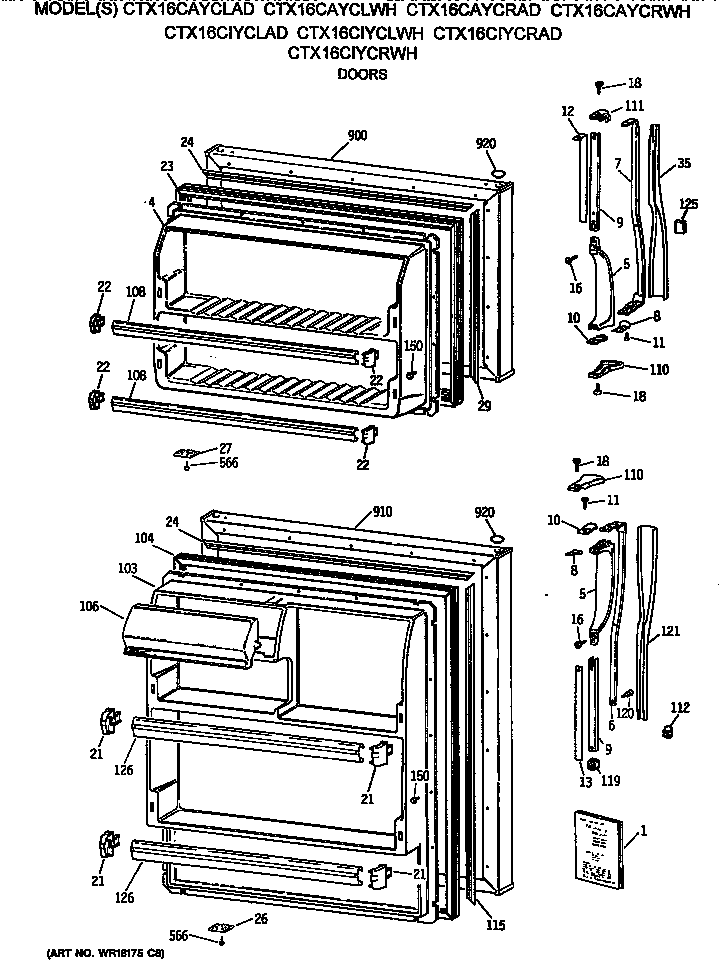 Hotpoint CTX16CAYCLAD doors diagram