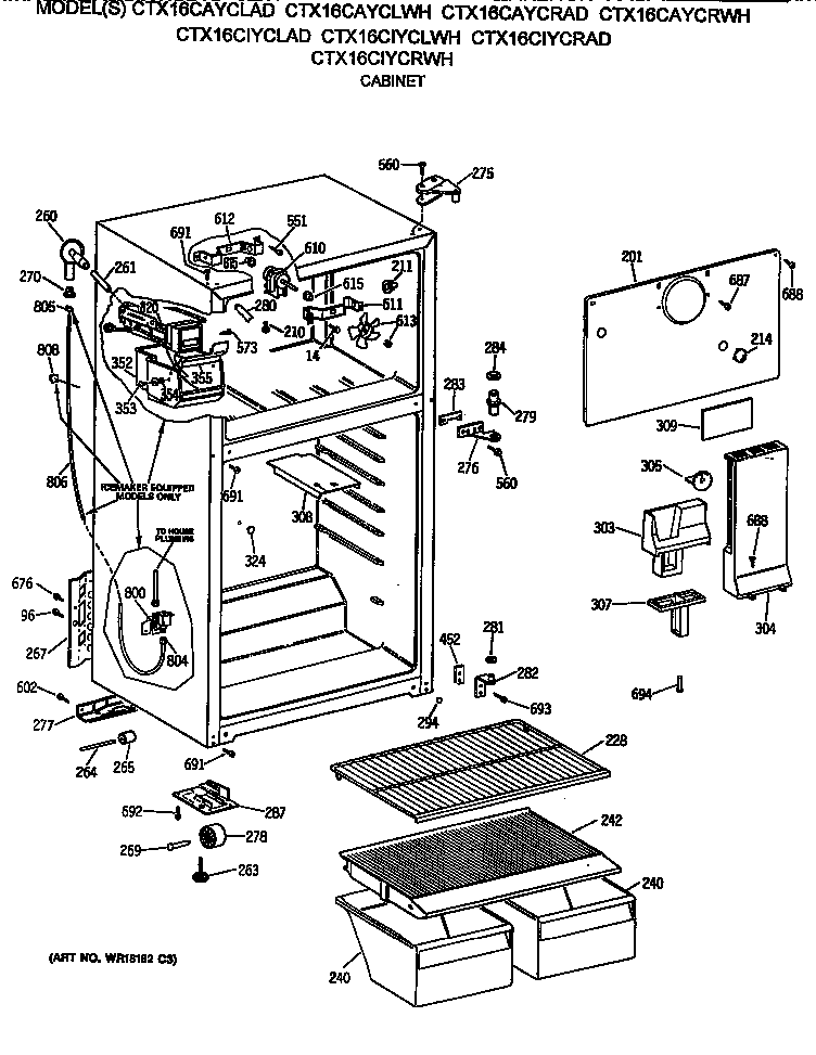 Hotpoint CTX16CAYCLAD cabinet diagram