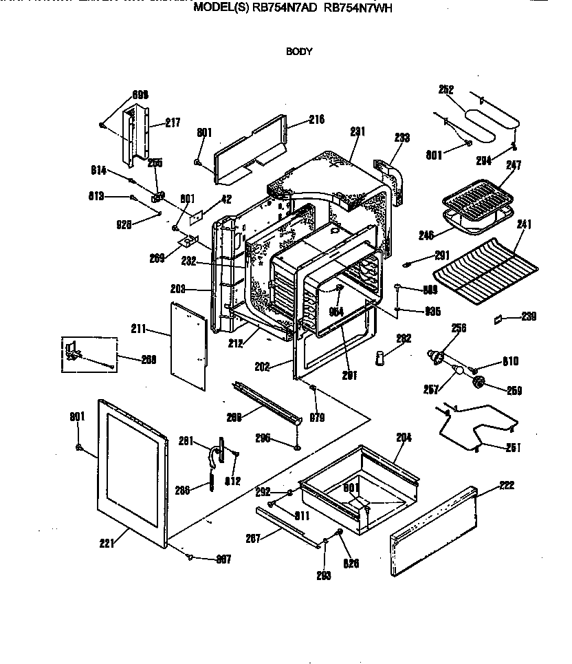 Hotpoint RB754N7AD body diagram