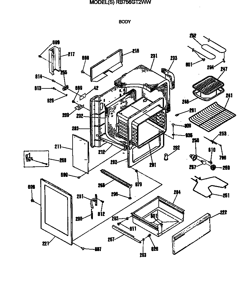 Hotpoint RB756GT2WW body diagram