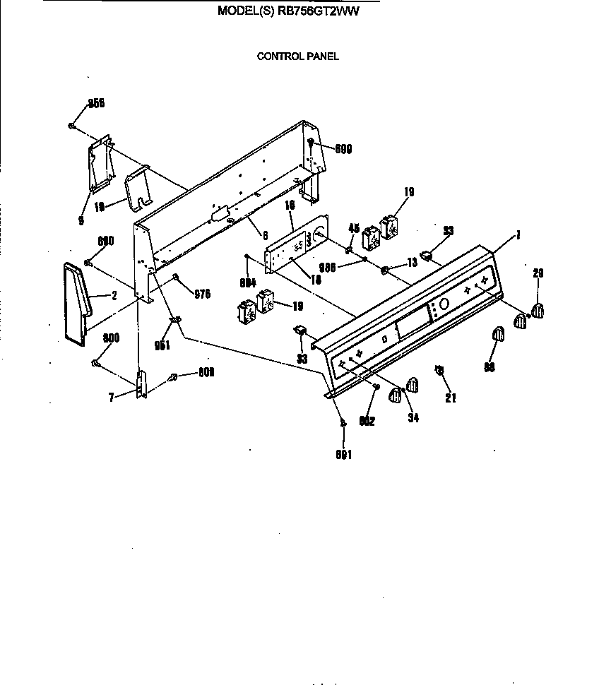 Hotpoint RB756GT2WW control panel diagram