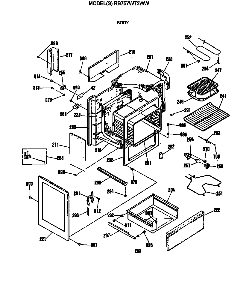 Hotpoint RB757WT2WW body diagram