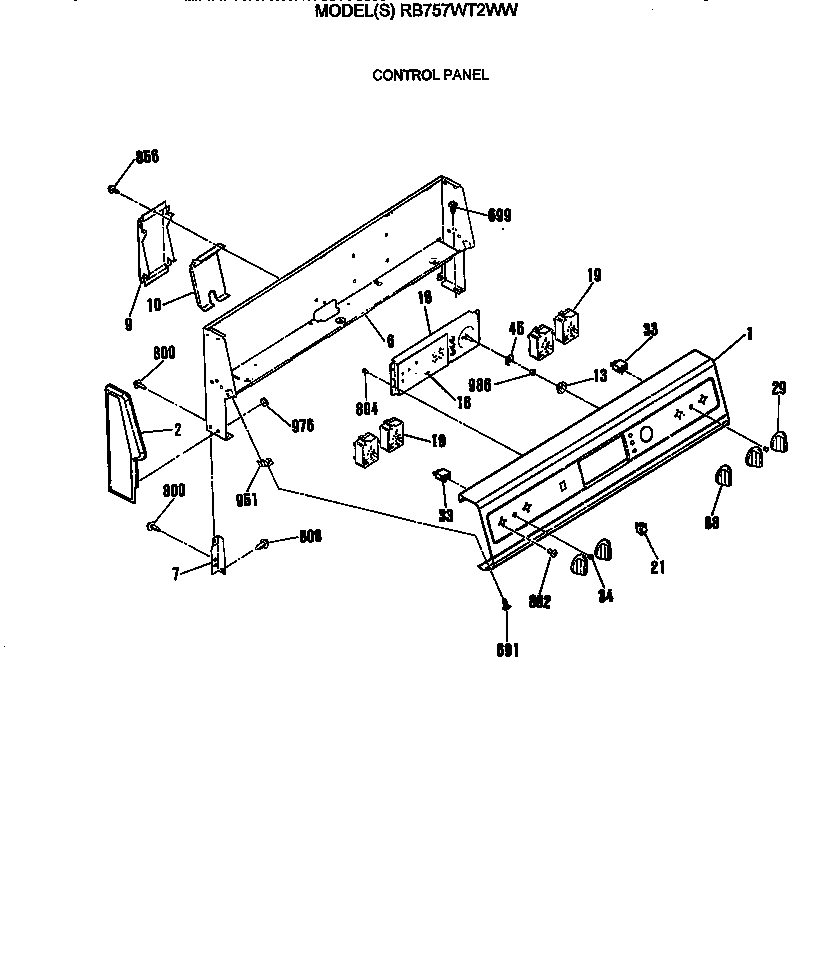 Hotpoint RB757WT2WW control panel diagram