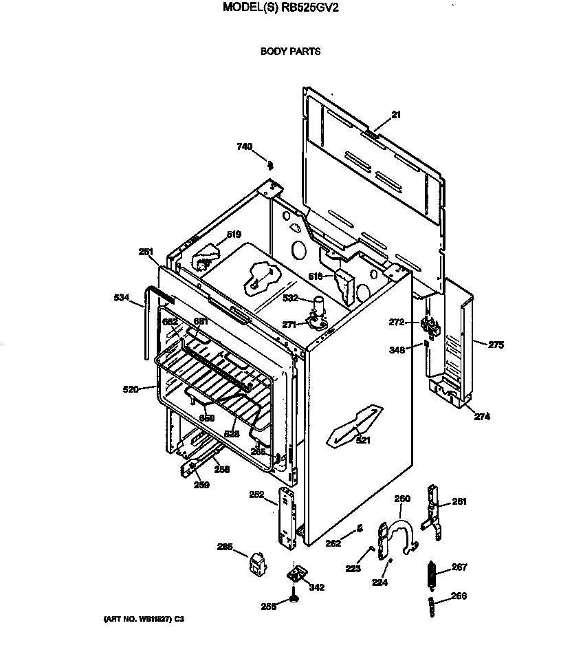 Hotpoint RB525GV2 body parts diagram
