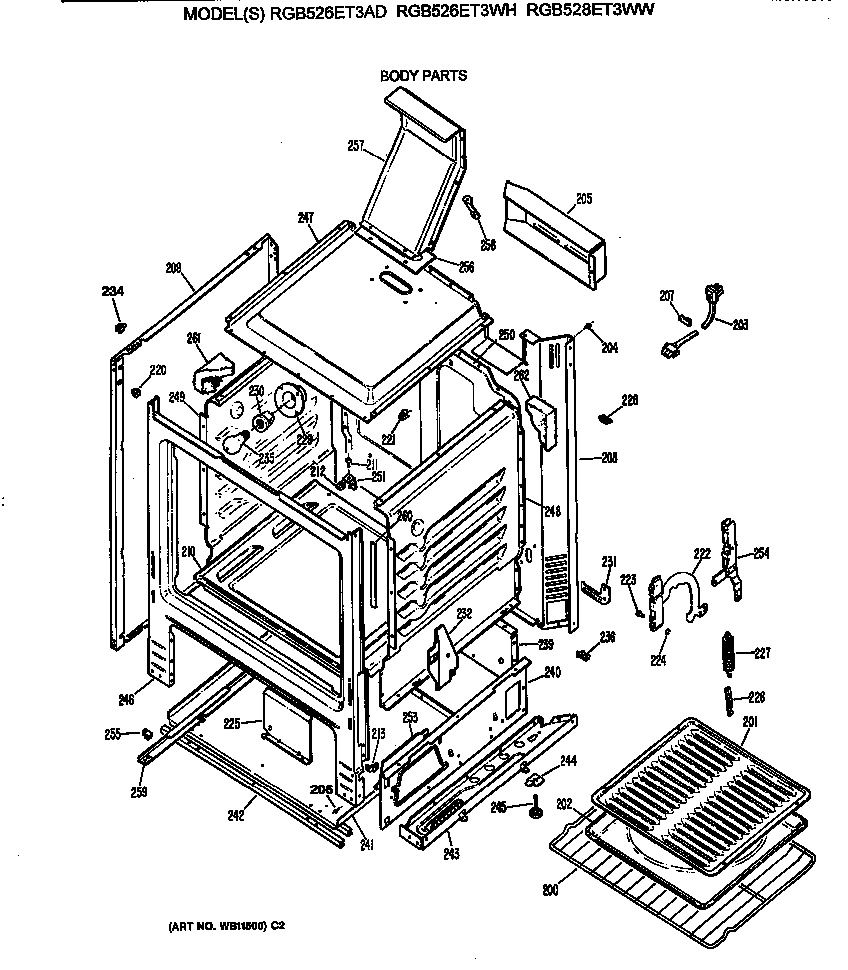 Hotpoint RGB528ET3WW body parts diagram