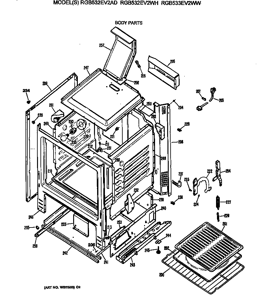 Hotpoint RGB532EV2AD body parts diagram