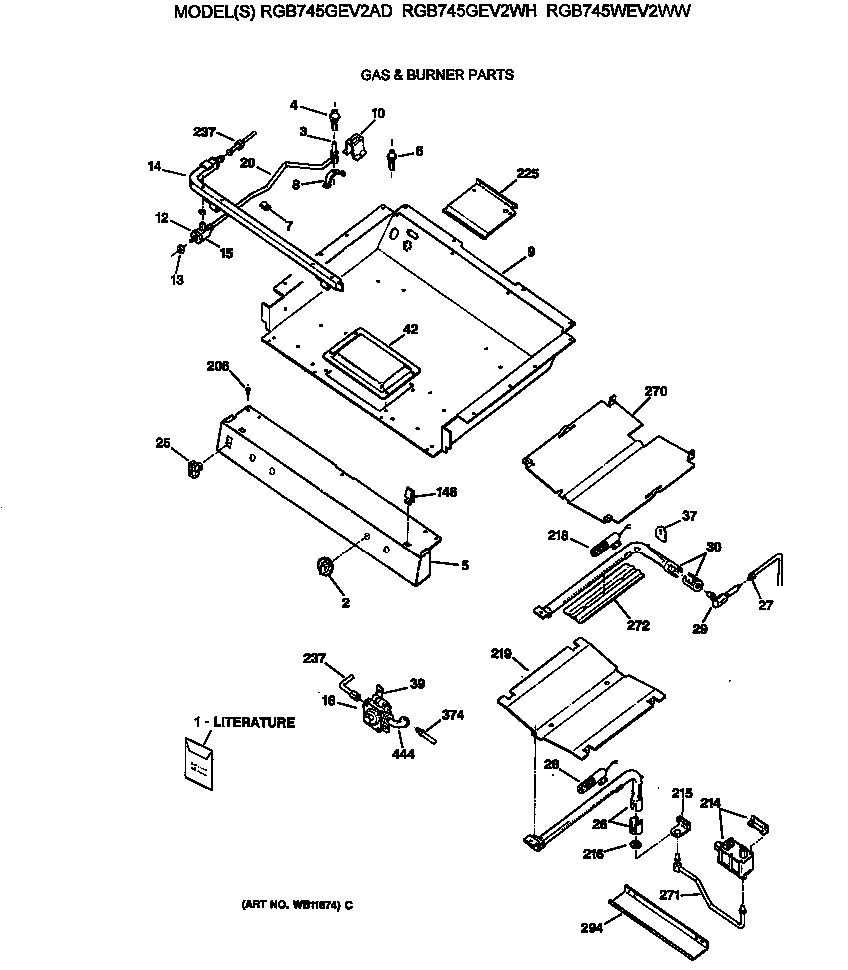 Hotpoint RGB745GEV2AD gas & burner parts diagram