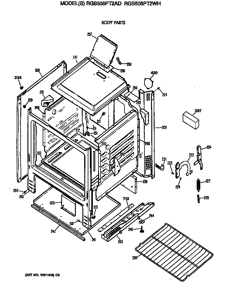 Hotpoint RGB508PT2AD body parts diagram