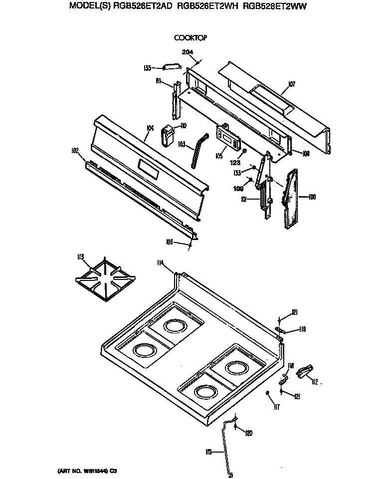 Hotpoint RGB526ET2AD cooktop diagram