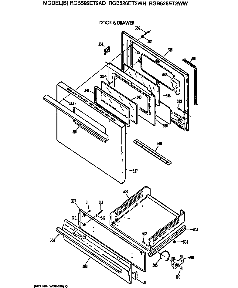 Hotpoint RGB526ET2AD door & drawer diagram