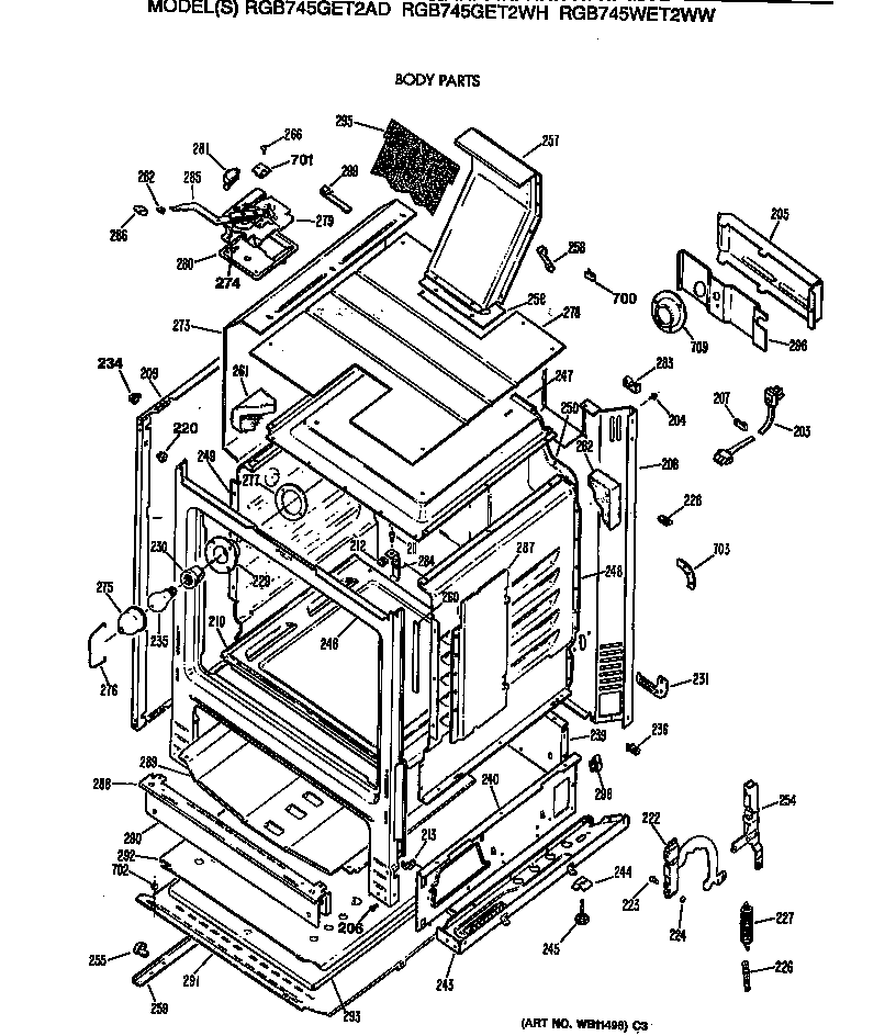 Hotpoint RGB745WET2WW body parts diagram