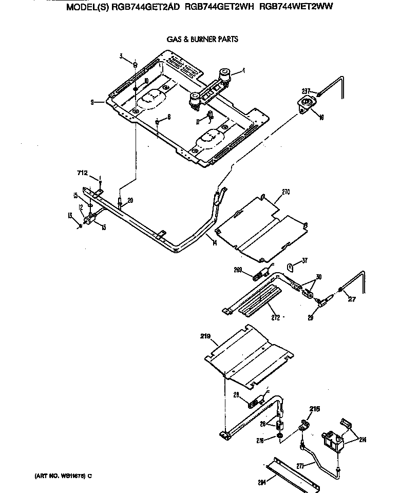 Hotpoint RGB744GET2AD gas & burner parts diagram