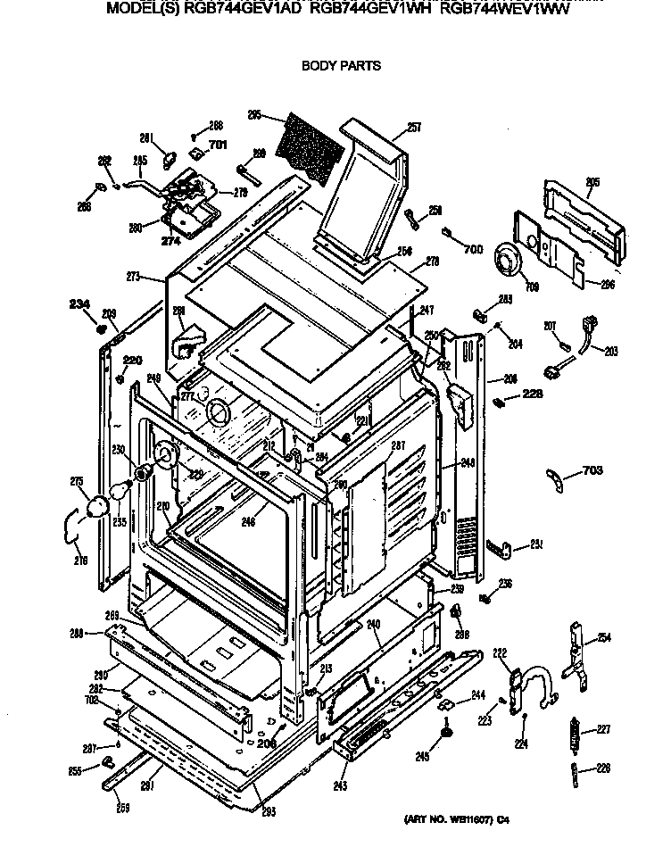 Hotpoint RGB744GEV1WH body parts diagram