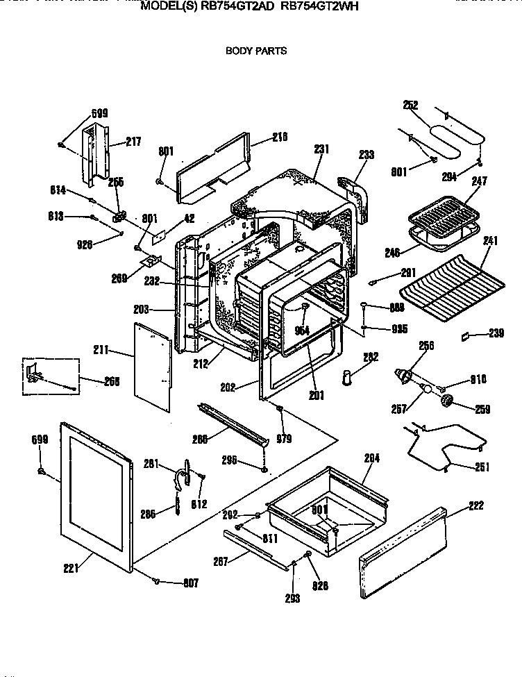 Hotpoint RB754GT2WH body parts diagram