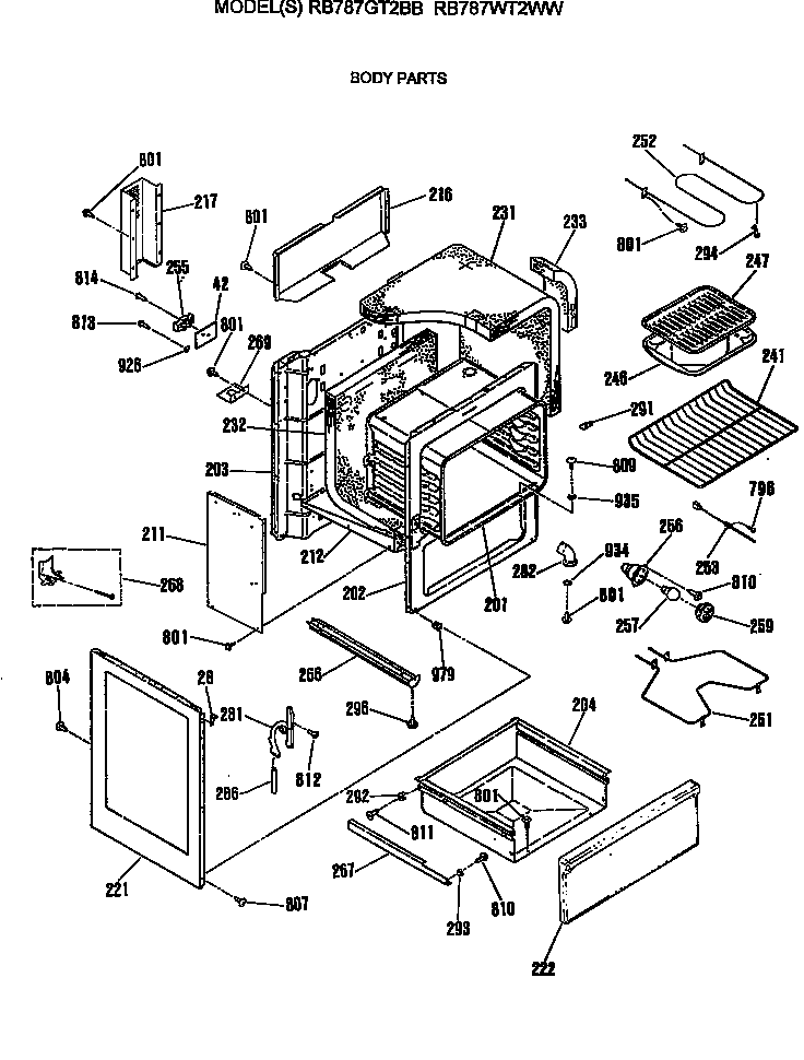 Hotpoint RB787GT2BB body parts diagram