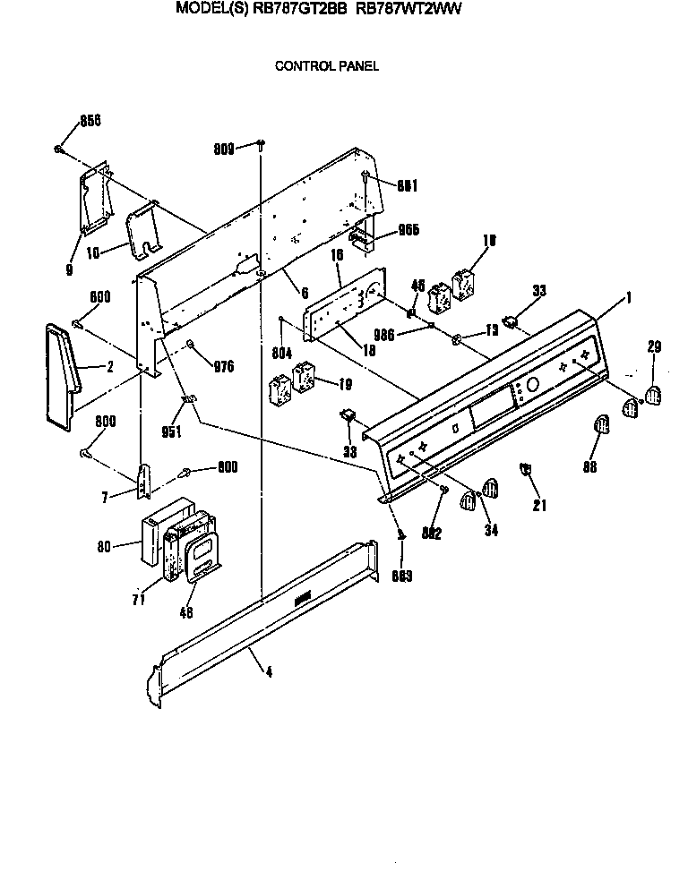 Hotpoint RB787GT2BB control panel diagram