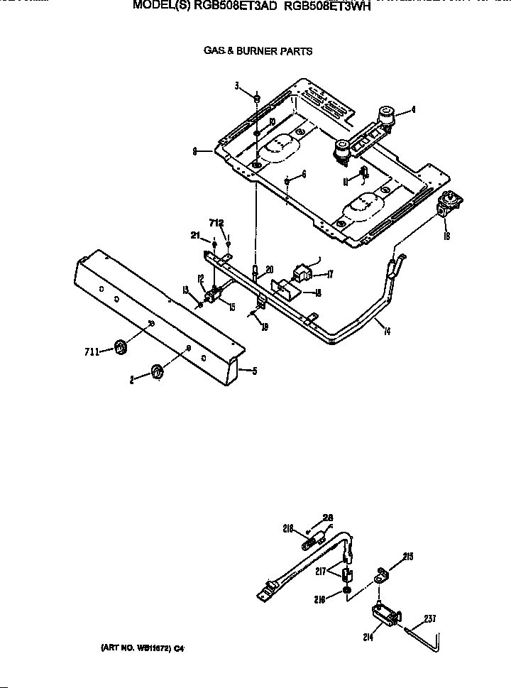 Hotpoint RGB508ET3AD gas & burner parts diagram