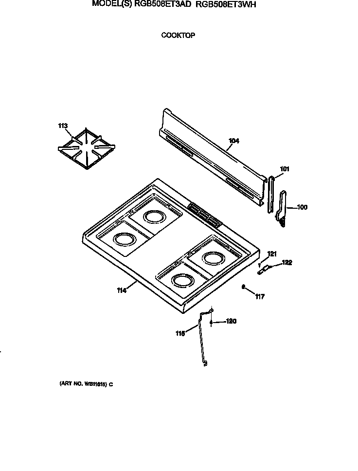 Hotpoint RGB508ET3AD cooktop diagram