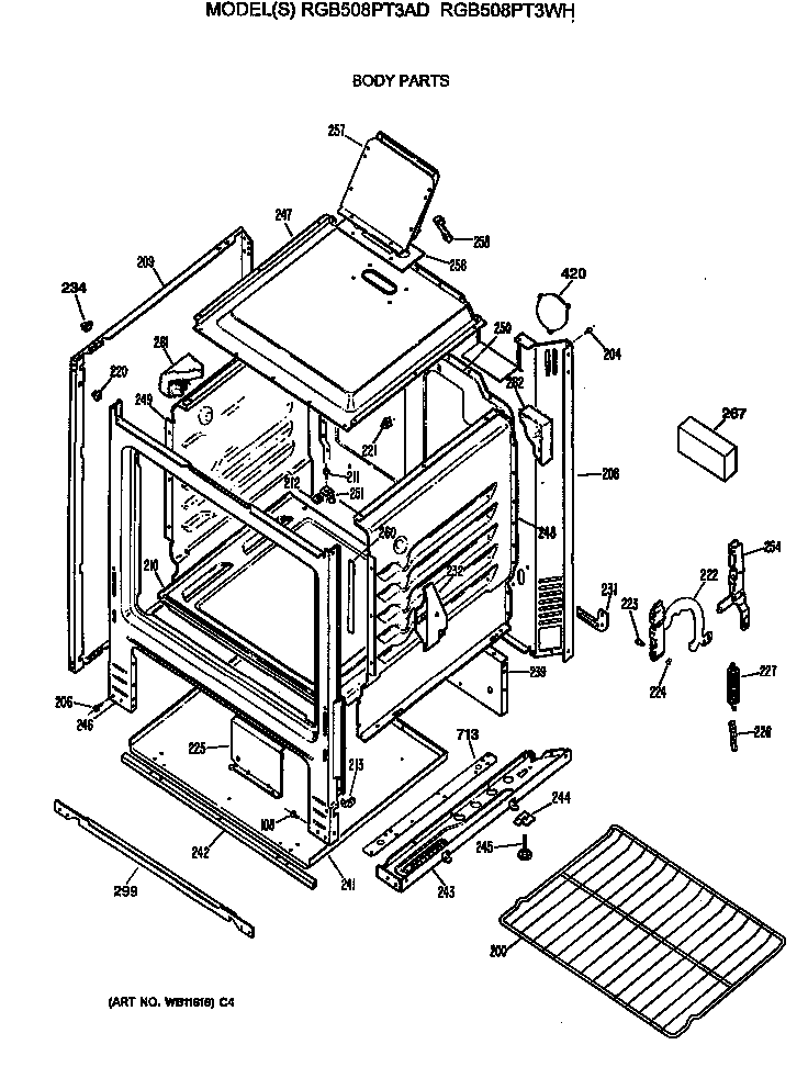 Hotpoint RGB508PT3WH body parts diagram
