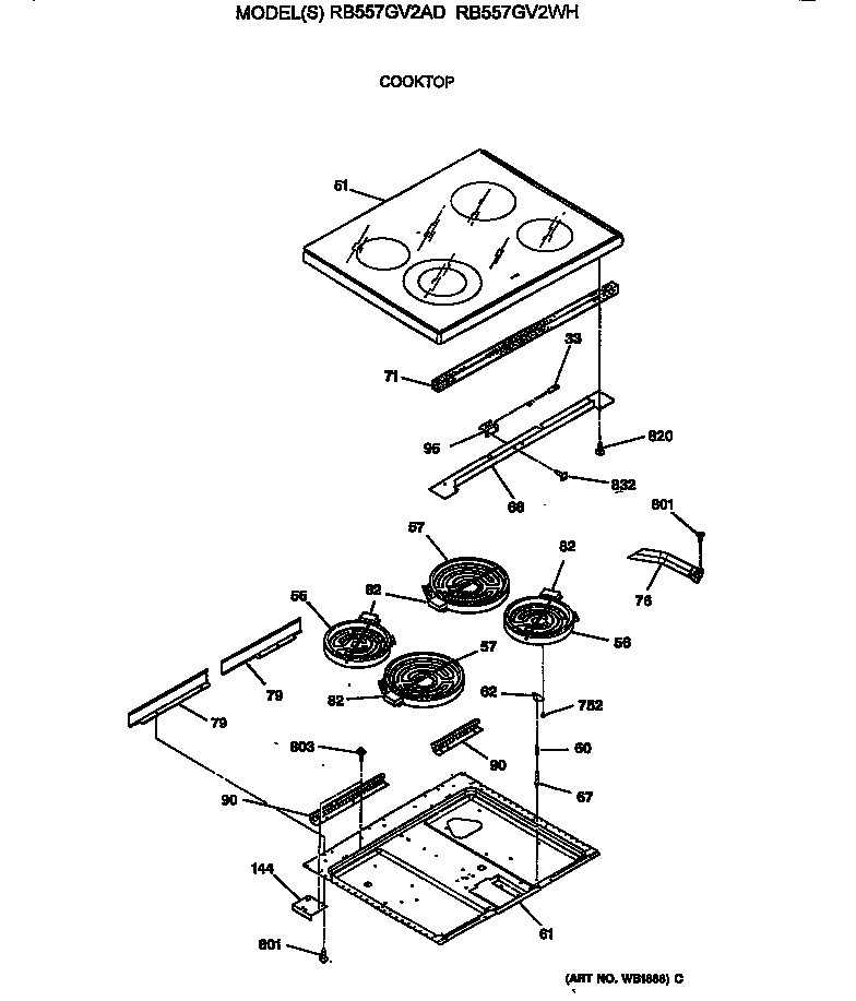 Hotpoint RB557GV2AD cooktop diagram
