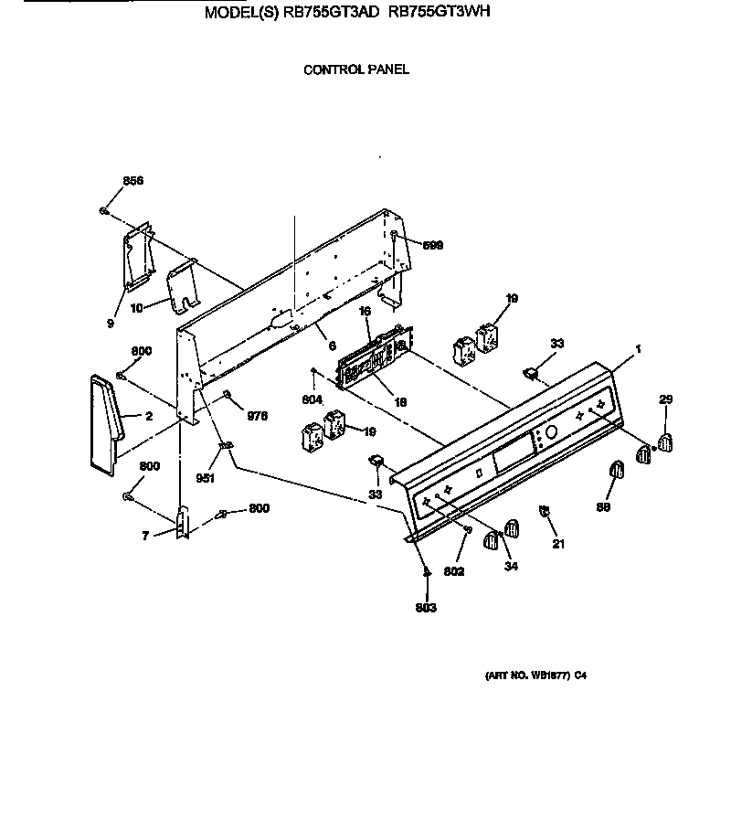 Hotpoint RB755GT3AD control panel diagram