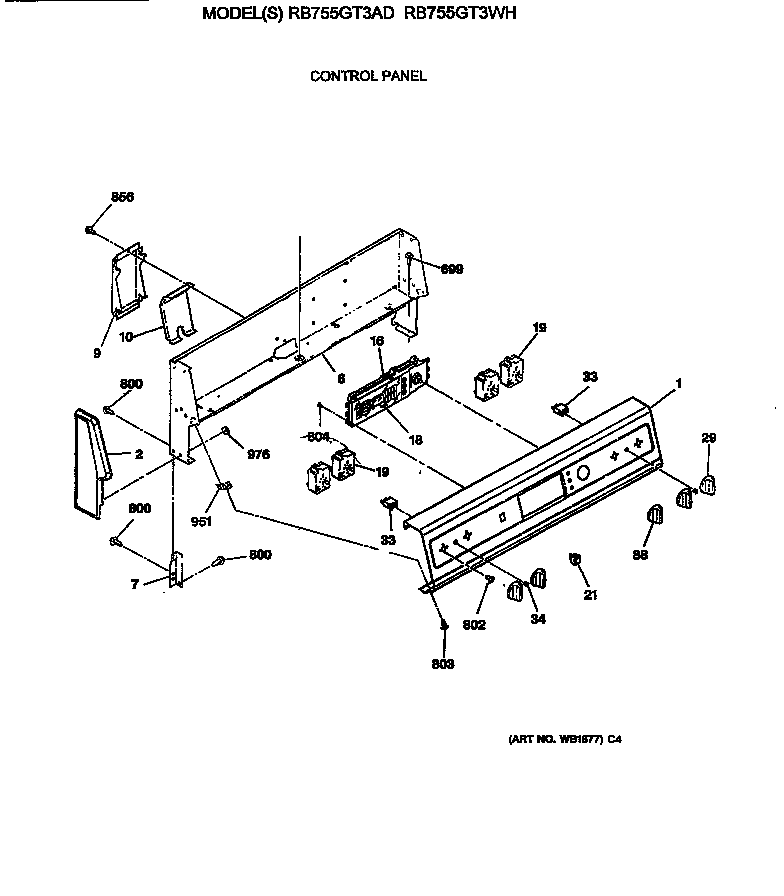 Hotpoint RB755GT3AD control panel diagram