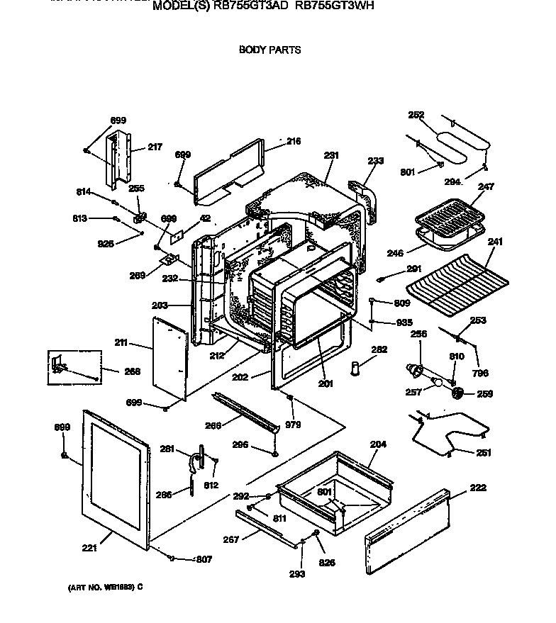Hotpoint RB755GT3AD body parts diagram