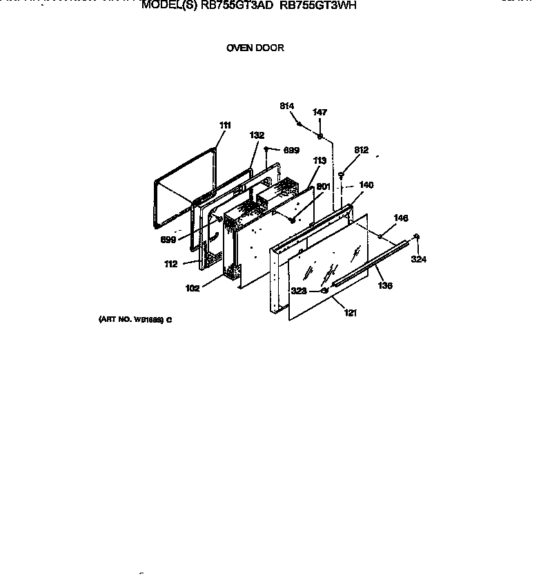 Hotpoint RB755GT3AD oven door diagram