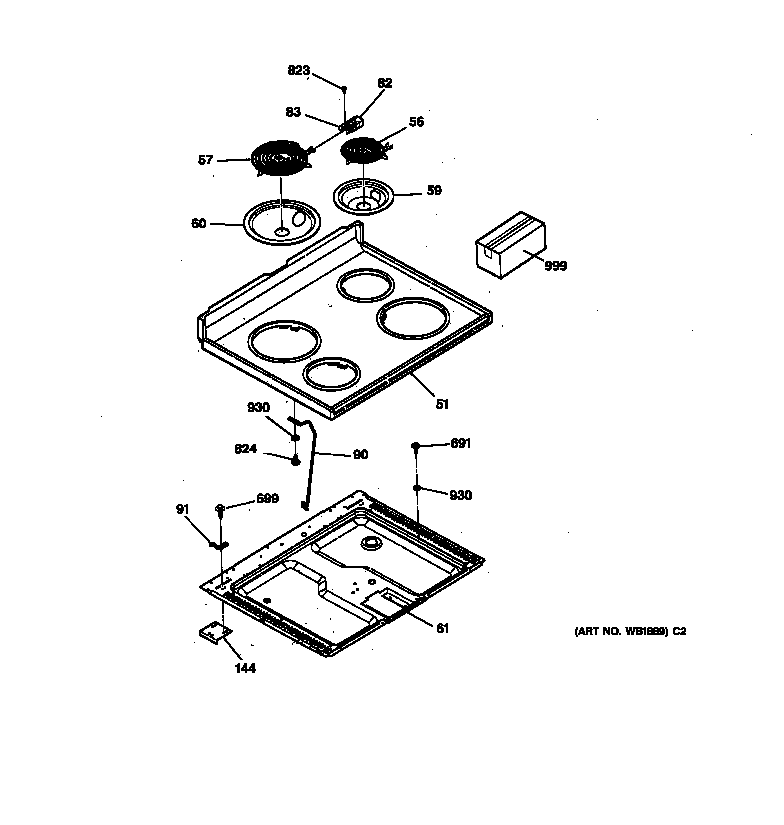 Hotpoint RB756GT3WW cooktop diagram