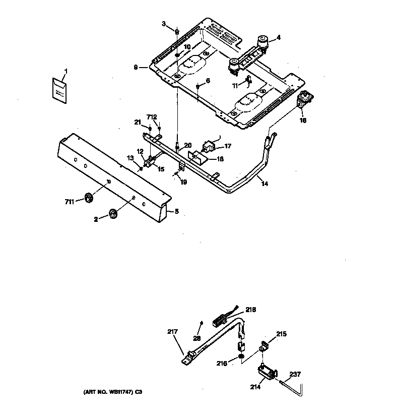 Hotpoint RGB508BEW2WH gas & burner parts diagram