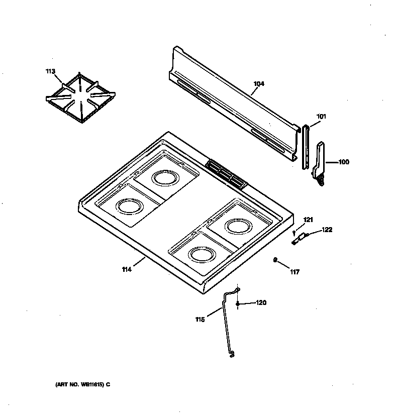 Hotpoint RGB508BEW2WH cooktop diagram