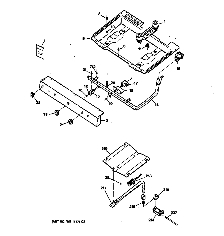 Hotpoint RGB628GEV4AD gas & burner parts diagram