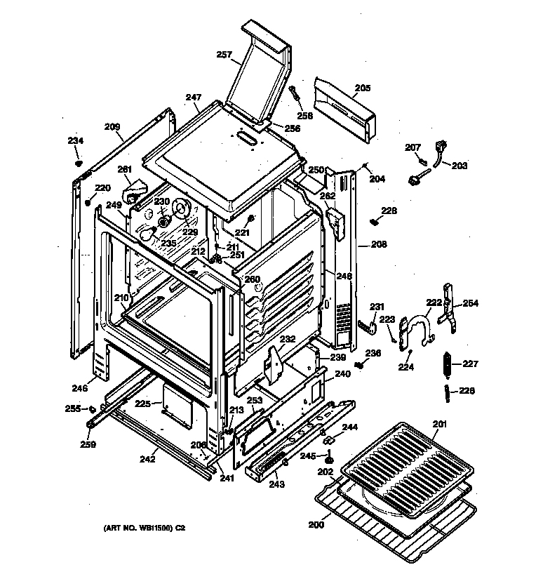 Hotpoint RGB533WEW3WW body parts diagram