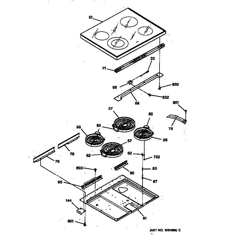 Hotpoint RB557GV3AD cooktop diagram