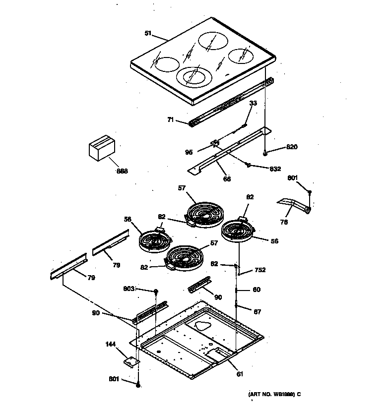 Hotpoint RB557GY1WH cooktop diagram